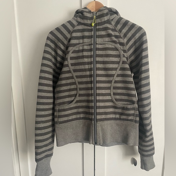 Lululemon grey striped scuba hoody. Size 6 - Picture 1 of 4